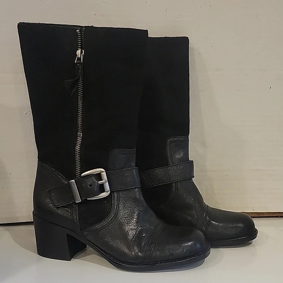 FRANCO‎ SARTO BLACK LEATHER MID CALF BOOTS (sz 5-1/2) - Picture 1 of 7